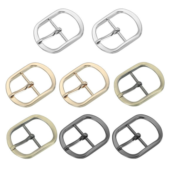 Uxcell Single Prong Belt Buckle, 3/4 Inch Metal Center Bar Square Replacement Buckle for Leather Hardware - Square (8 Pack, Black/Silver)