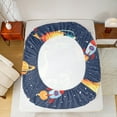 thumbnail image 5 of Feelyou Outer Space Dino Queen Sheet Sets for Teens, Dreamy Rocket Flat Sheet, Cute Cartoon Navy Queen Fitted Sheet, Breathable Home Decor, 4-Piece, 5 of 7