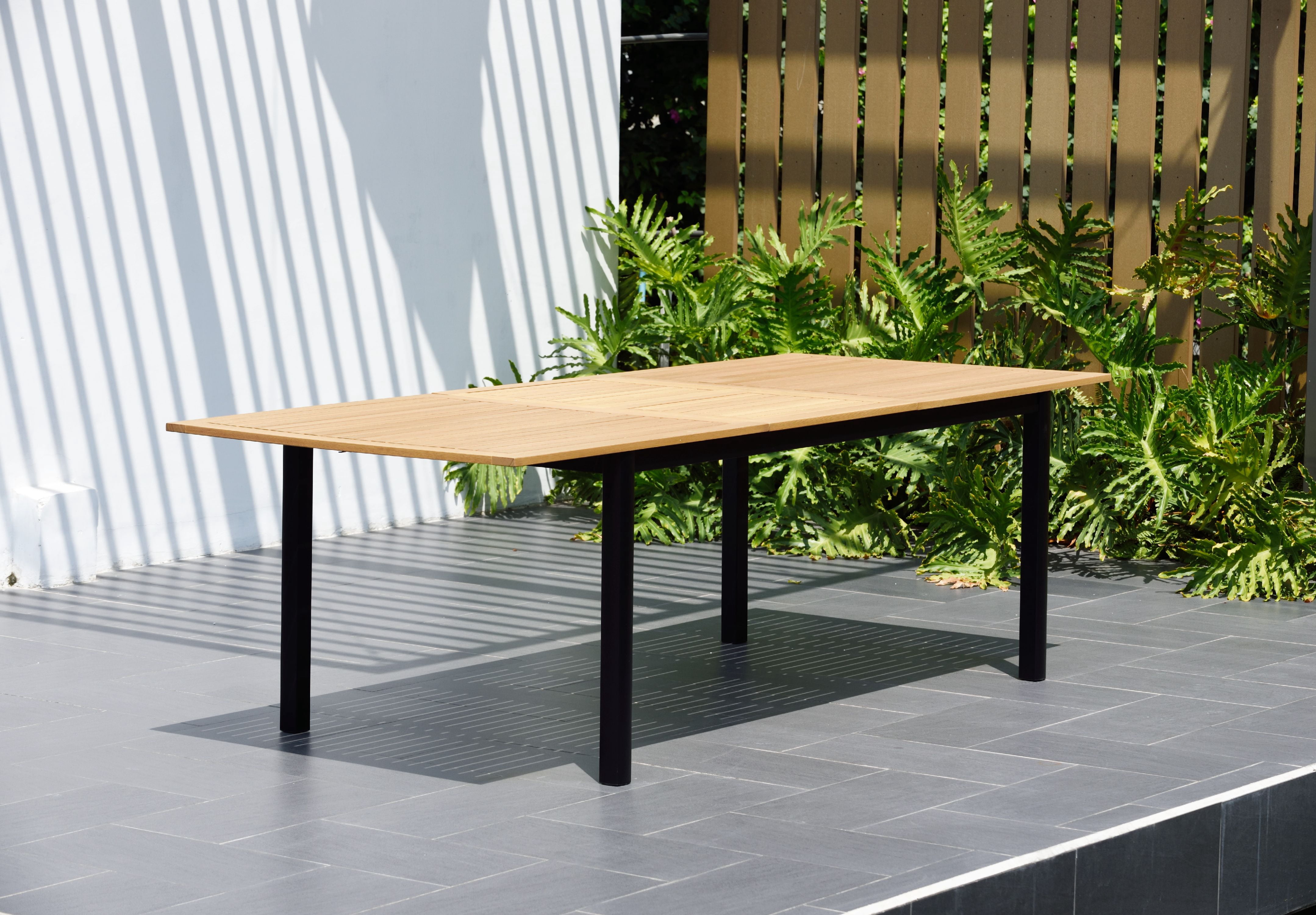 Amazonia Nantes Teak Finish & Aluminum 5 Pieces Extendable Rectangular Patio Dining Set