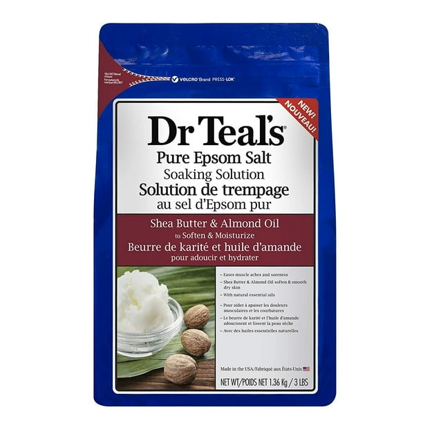 Dr Teal's Pure Epsom Salt Soak, Shea Butter and Almond Oil, 3 lbs