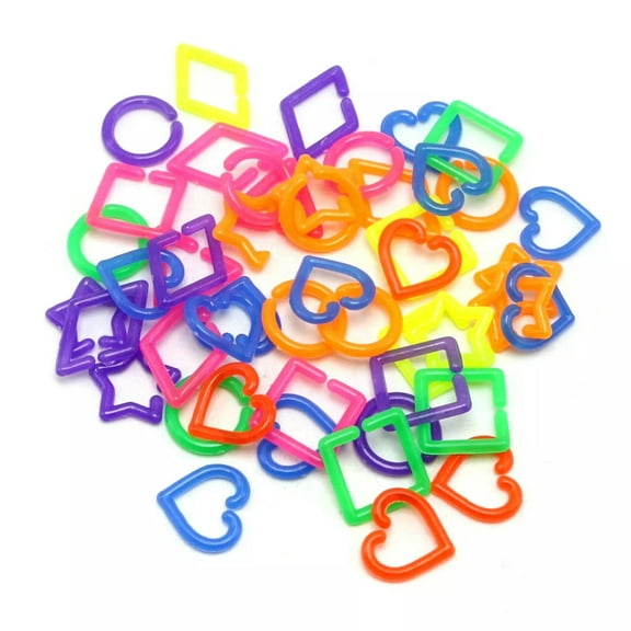 U8MO 200 Mixed Color Acrylic Shape Linking Rings Open Chain Beads Funny Kid Crafts