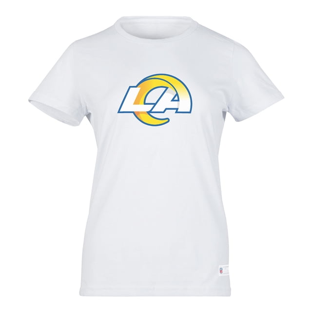 NFL Playera Aficionado Básica Los Angeles Rams Blanco para Mujer, Talla Mediana