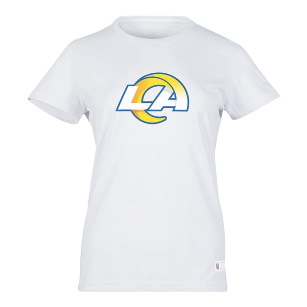 NFL Playera Aficionado Básica Los Angeles Rams Blanco para Mujer, Talla Grande