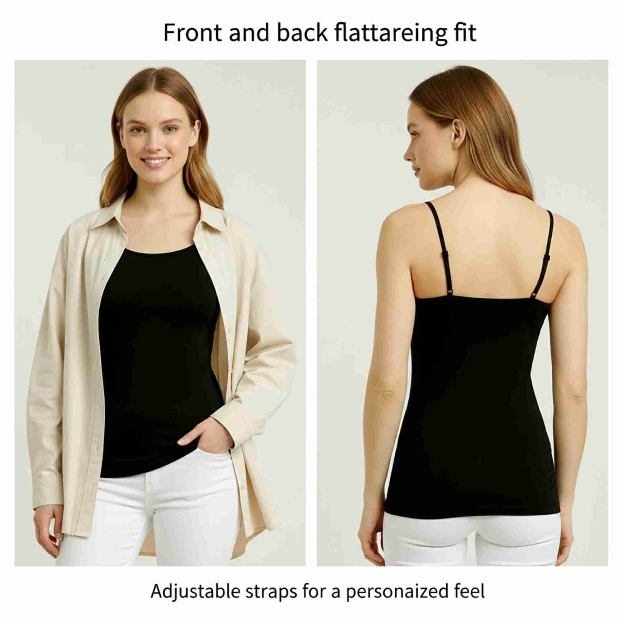 COUVER Women's Adjustable Spaghetti Strap Camisole Top Oat 1-Pack