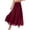Wine, variant on Womens Fashion Casual Beach Flowy Solid Midi Skirt Pleated High Waist Elastic Waist Lightweight A Line Long Skirt