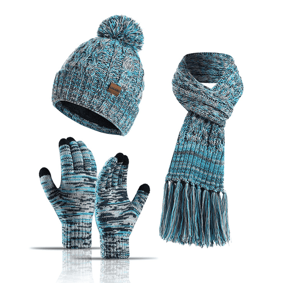 TELOLY 2026 New Winter Scarfrich Color Options Hat Scarf Glove Set for Womensmooth and Soft Touch Eco Friendly and Safe Winter Sets for Women,Lake Blue