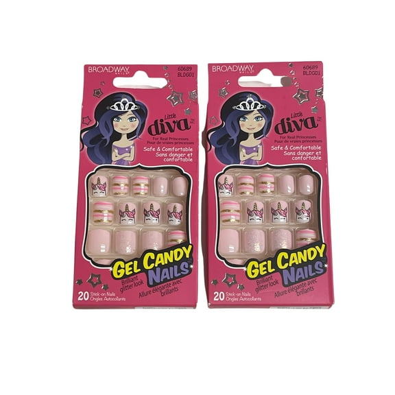 Kiss Broadway Little Diva UNICORN Gel Candy Nails Press on Kids Nails BLDG01 - 2 Pack