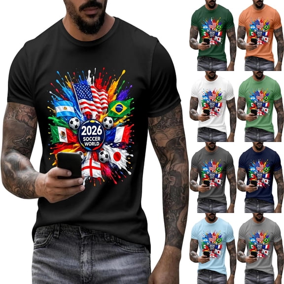 2026 New USA Soccer Jersey T-Shirt, United States Jersey Soccer, USA Team Pattern Crew Neck Short Sleeve Athletic Casual Football Top for Adult(Black, 2XL)