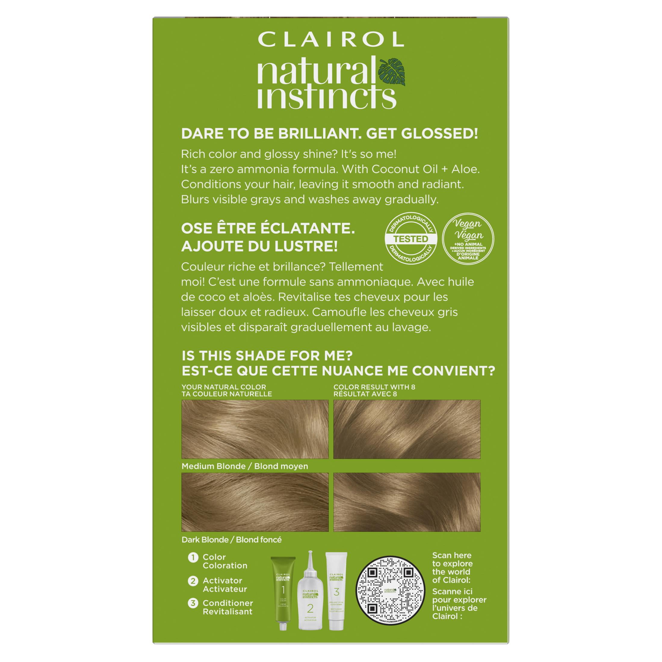 Clairol Natural Instincts Demi-Permanent Hair Color Creme, 8 Medium Blonde, Hair Dye, 1 Application