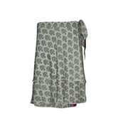 Mogul Wrap Around Skirt Two Layer Reversible Green Printed Premium Magic Short Wrap Skirts