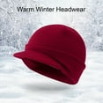 thumbnail image 5 of Deyuer Winter Yarn Hat with Short Brim Elastic Anti-slip Solid Color Unisex Cap Keep Warm Dome Headwear for Outdoor Daily, 5 of 8