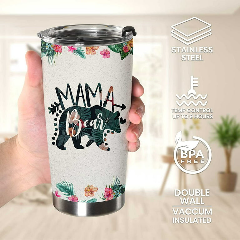 Ocbrwju Mom Tumbler with Straw and Lid, Stainless Steel 20oz Tumbler for Mama Birthday Mother's Day Christmas Gifts from Daughter Son