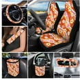 thumbnail image 2 of Yuyamidu Flower Car Seat Cover for Women Orange Steering Wheel Cover Seat Belt Strap Pad Trash Bag Hanging Storage Bag Rearview Mirror Accessory Cup Holder Key Chain 15 Pieces, 2 of 7