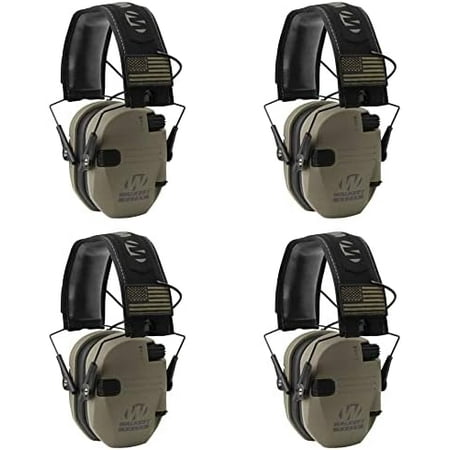 Walker s Razor Slim Shooter Electronic Hunting Folding Hearing Protection Earmuffs w/ 23dB Noise Reduction & Sound Amplification Tan Patriot (4 Pack)