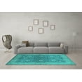 thumbnail image 3 of Ahgly Company Machine Washable Indoor Rectangle Oriental Turquoise Blue Industrial Area Rugs, 5' x 8', 3 of 4