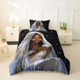 thumbnail image 2 of Castle Fairy Glam Black Woman Twin Duvet Cover,Glitter Stars Print Twin Bedding,Silver,Black Reversible,1 Duvet Cover and 1 Pillowcase, 2 of 6