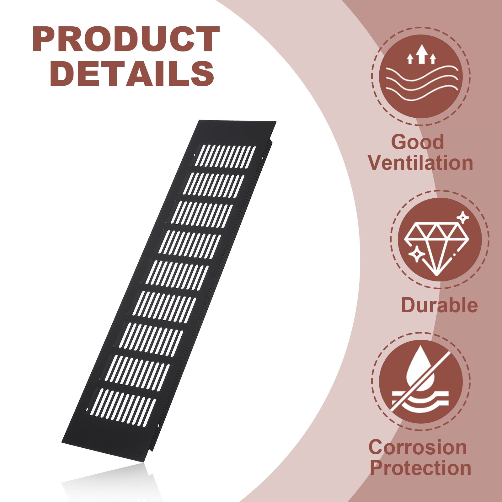 Uxcell 16 x 4" Rectangle Ventilation Grille 3Pcs Aluminum Air Vent Cover Black
