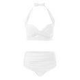 thumbnail image 6 of Cathalem 2 Piece Bathing Suits for Women High Waisted Color Block Swimsuit 2025 Summer Beach Swim Bathing Suit (White,L), 6 of 7