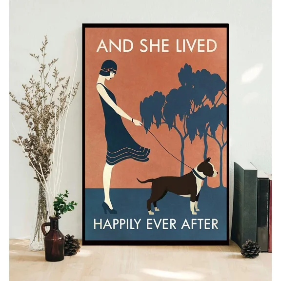 Poster Boston Terrier And She Lived Happily Ever After Wall Art, Unframed Prints For Home Or Office, Perfect Gift For Everyone, 8x12