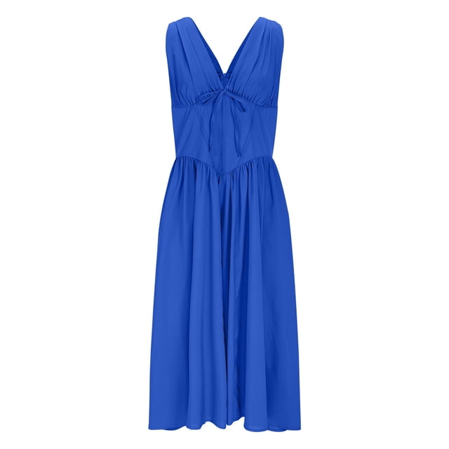 Vestido de Espalda Abierta para las Mujeres Cuello Sling Detalle de Encaje, Sólido Y Cuadrado Impresión Vestido sin Mangas Casual