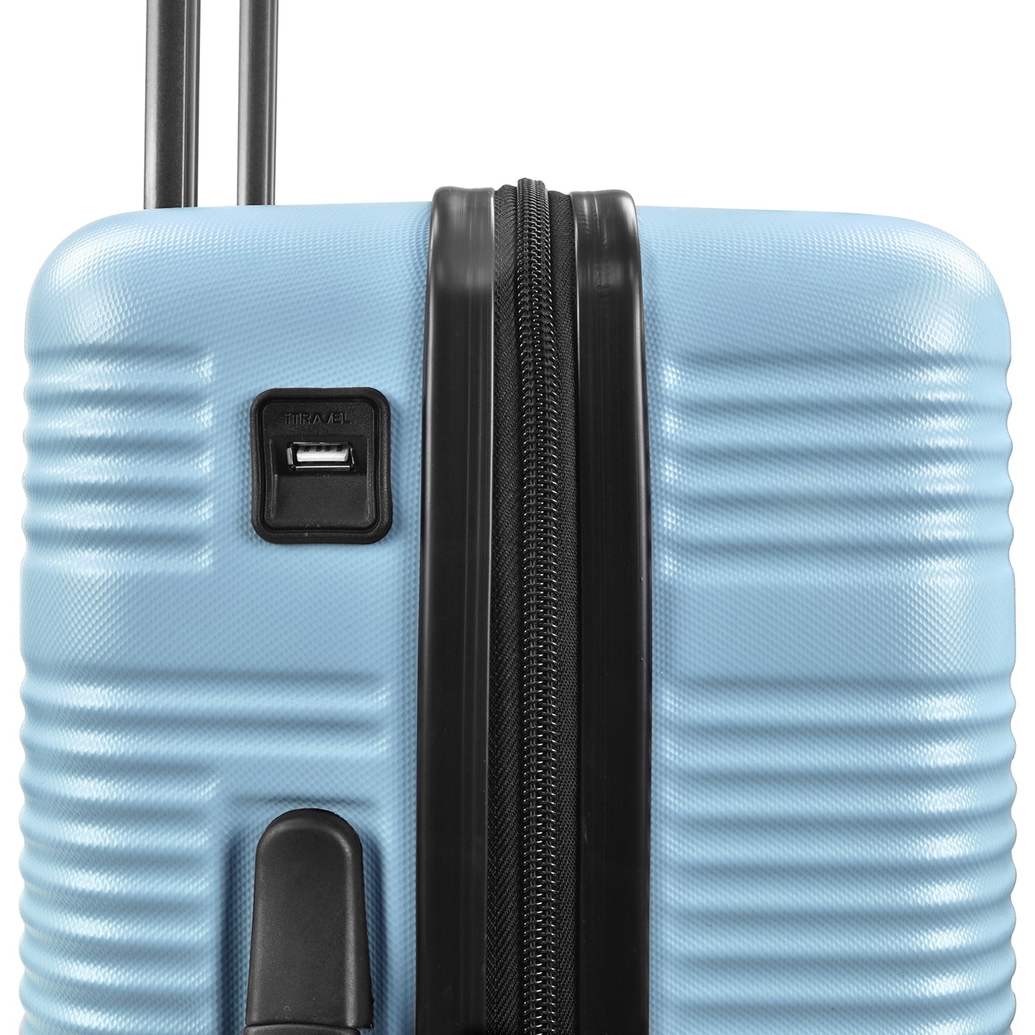 Travel Select Jaylen Hardside Spinner Luggage Set w/ USB Port, Light Blue, 3-Piece (22/26/30)