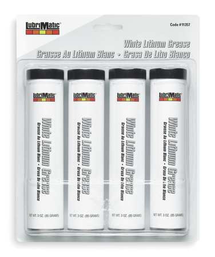 PLEWSLUBRIMATIC 11357 3 oz. White Lithium Grease Cartridge White, 4 PK