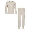 thumbnail image 3 of Miutii Kids Striped Thermal Underwear Set Boys Girls Long Johns Base Layer Long Sleeve T-Shirt Tops with Leggings Set Beige 9-10, 3 of 7