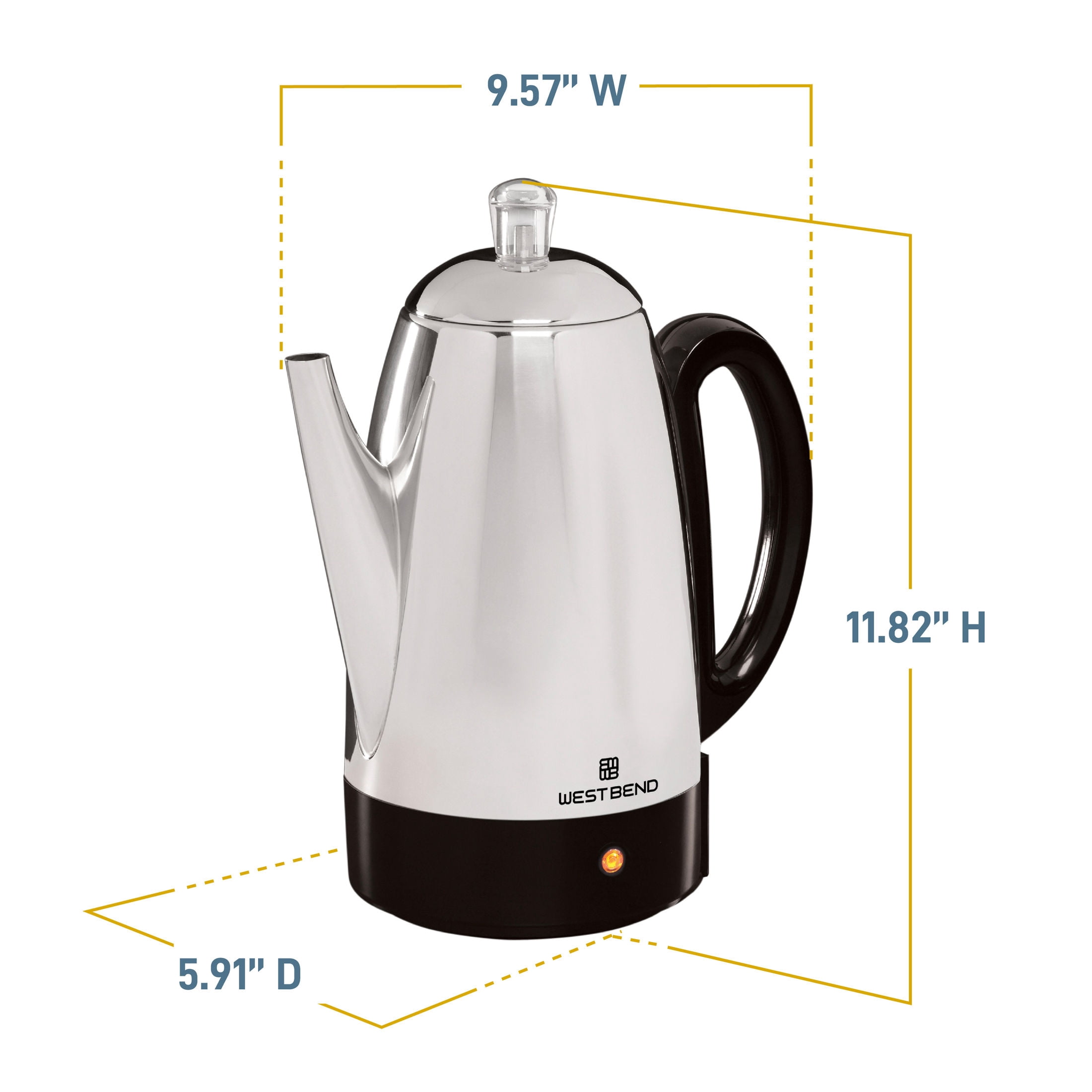 West Bend, Coffee Percolator, 12-Cup, Stainless Steel - Walmart.com