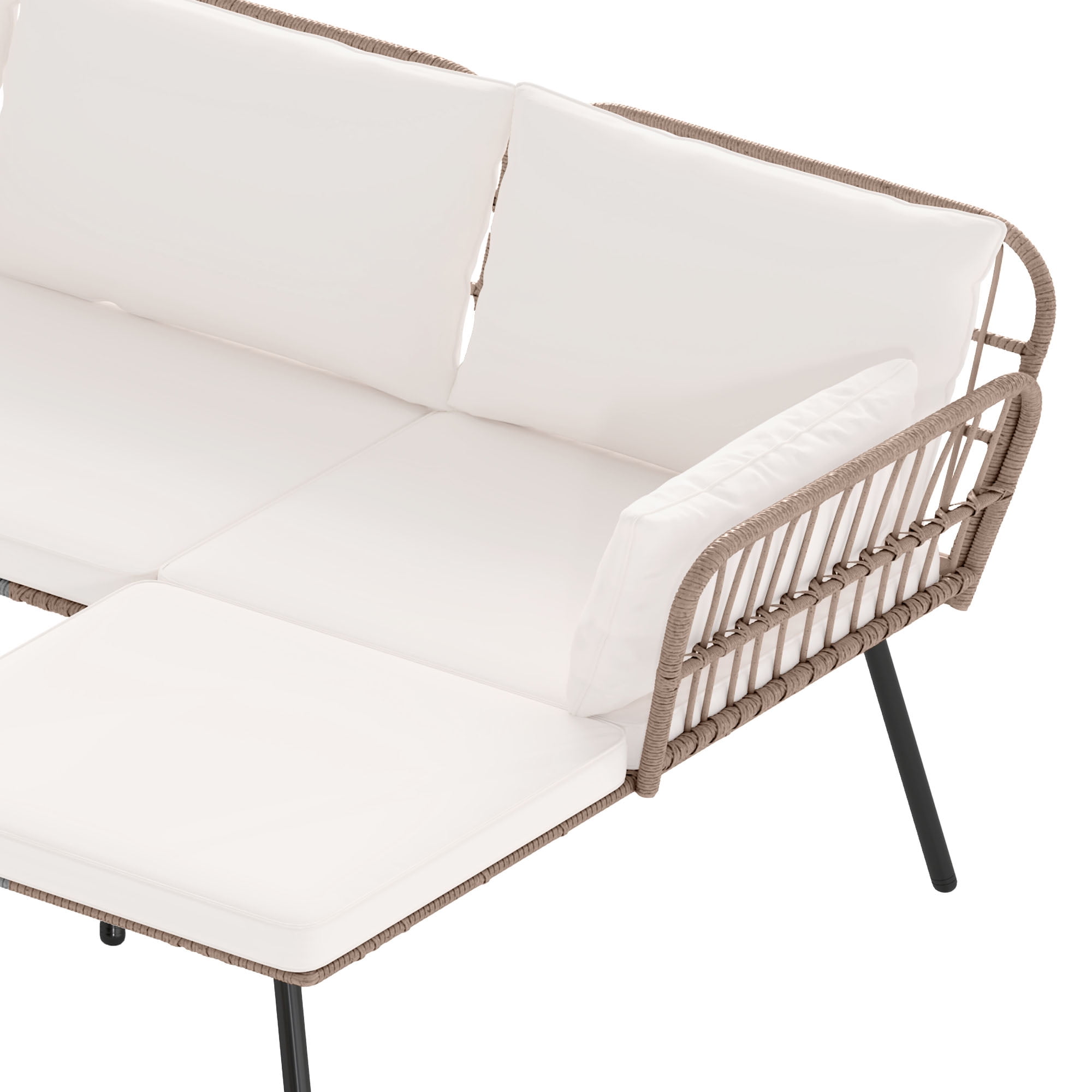 Craftian 3 Pieces Patio Furniture Set, Wicker Rattan Outdoor Conversation Set with Cushions and Side Table  - Beige