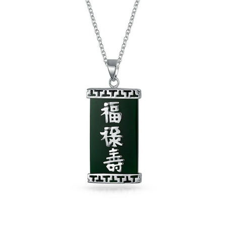 Agate Teardrop Sterling Silver Pendant Dyed Green Agate Asian Style Chinese Good Luck Fortune Amulet Pendant Necklace For Women 925 Sterling Silver ()