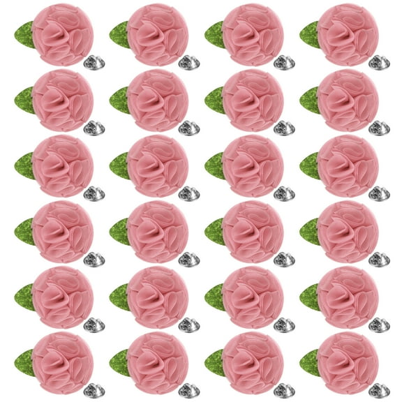 24-Pack Lapel Pin for Men, 2.56" Handmade Flower Brooch Button Pins for Men Suits, Formal Boutonnieres for Gentleman/Wedding/Groom/Tuxedo/Corsage/Accessories [Dark Pink]