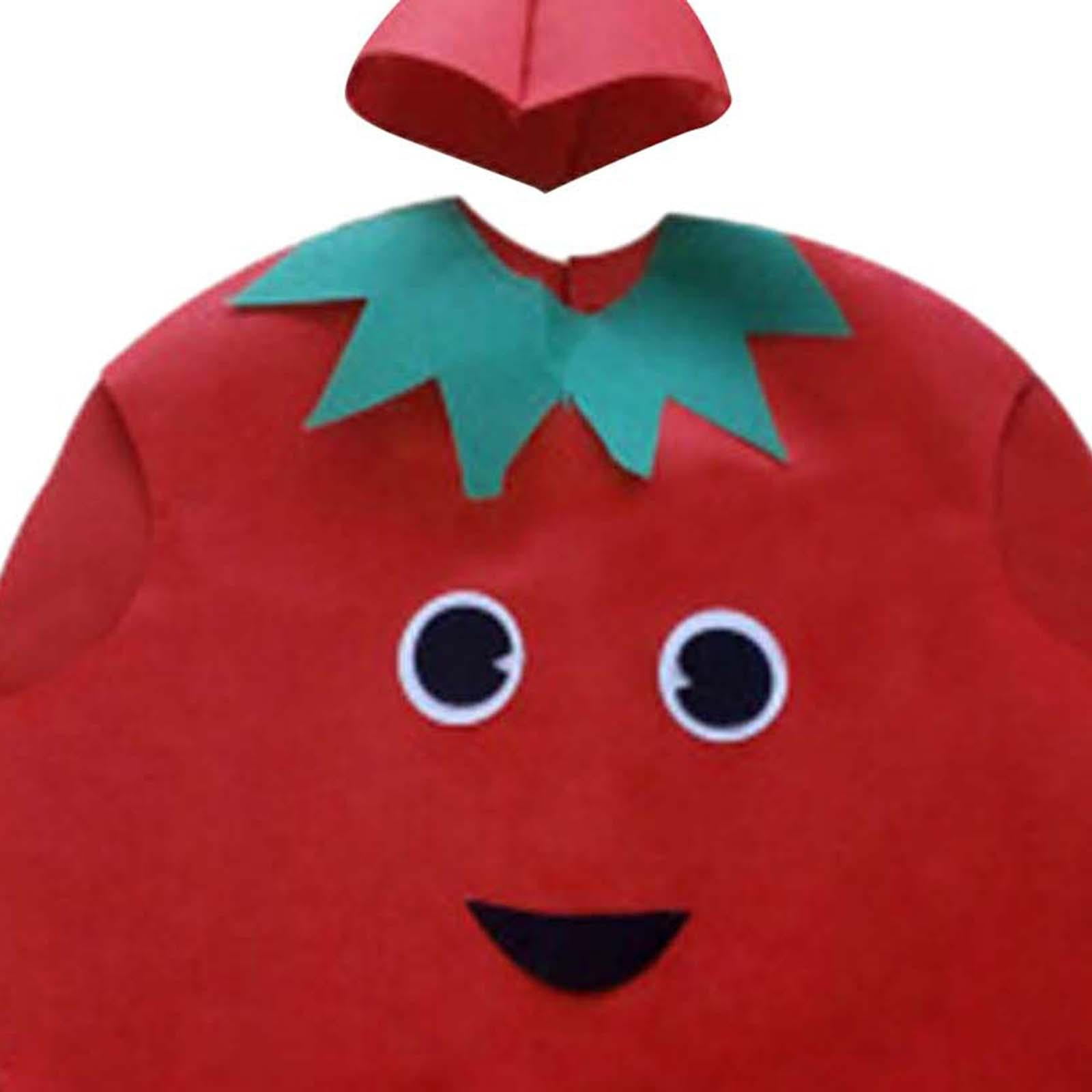 Costume Tomate Enfant – Déguisement Fruits Légumes Cosplay Avec Chapeau, Taille 120-130 Cm (5-7 Ans), Tissu Chiffon, Pour Fête Halloween Et Spectacle