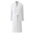 thumbnail image 1 of LNWUY Men's Solid Color V-Neck Pocket Weave Robe Quick Dry 3/4 Sleeve Pajamas Loungewear Bath Robe Home Lounge Pajama Robe White XL, 1 of 8