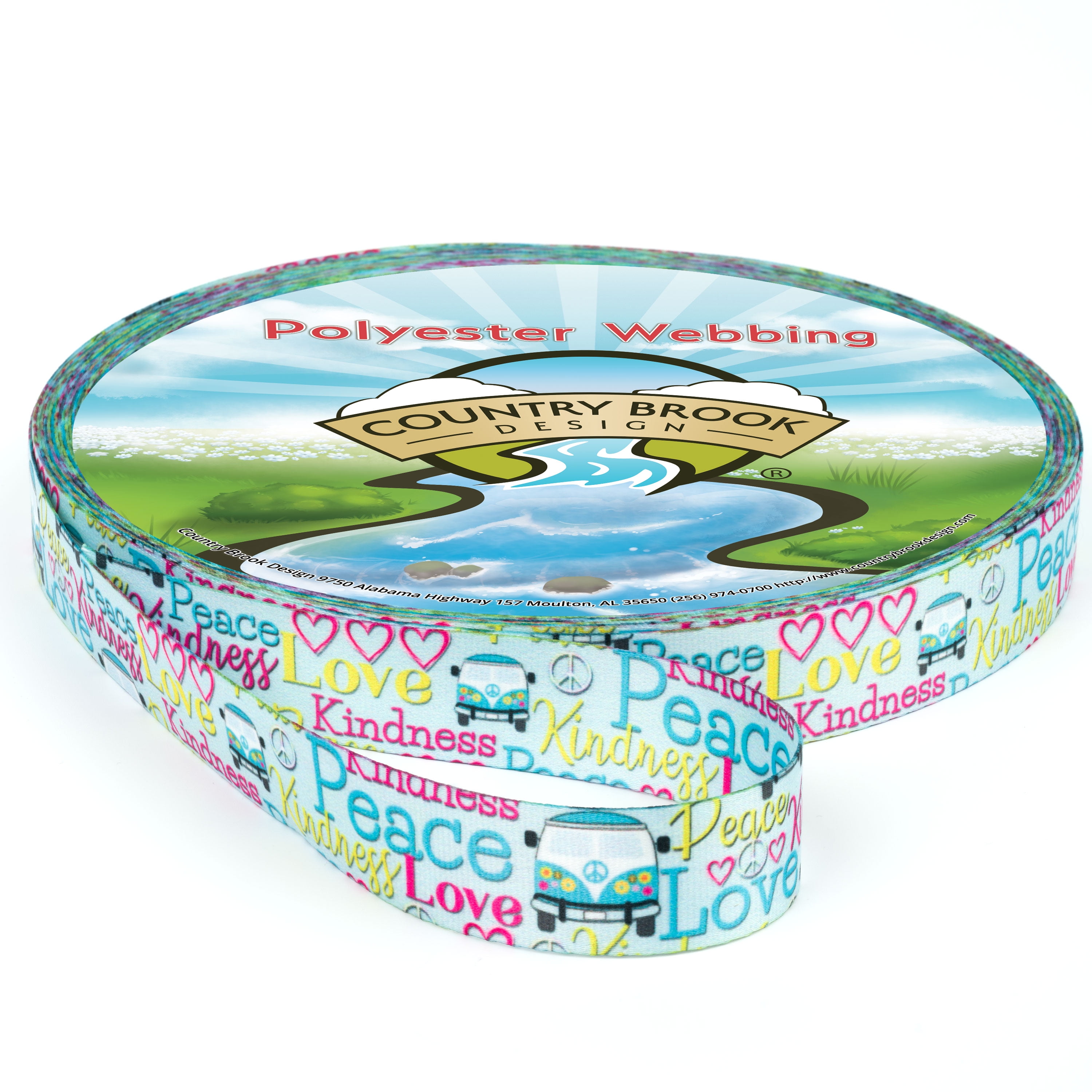 Country Brook Design® 3/4 inch Love and Peace Photo Quality Polyester, 50 Yards