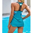 thumbnail image 3 of Women's Blue Splicing Scoop Neck Tankini Swimsuit, 3 of 7