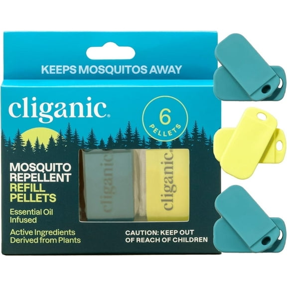 Cliganic Natural Mosquito Repellent Bracelet Wristband Refill Pack, 6 Pellets