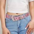 thumbnail image 3 of Zwiiyzr Women's Elegant Leather Belts Rhinestone Sequin Adjustable Tight Waistband Leather Belts For Women Christmas Holiday Gifts Pink Free Size, 3 of 5