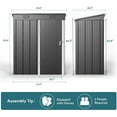thumbnail image 3 of 5'x3' Outdoor Storage Shed, Lofka Metal Storage Tool Shed with Single Lockable Door, for Bike| Garden Tools| Patio, Grey, 3 of 10