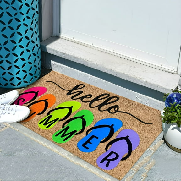 LAMIRO Hello Summer Doormat Welcome Floor Mat Decorative Door Mat For Indoor Outdoor Bathroom Kitchen Funny Cute Doormat Door Mat Entrance Imitation Doormat