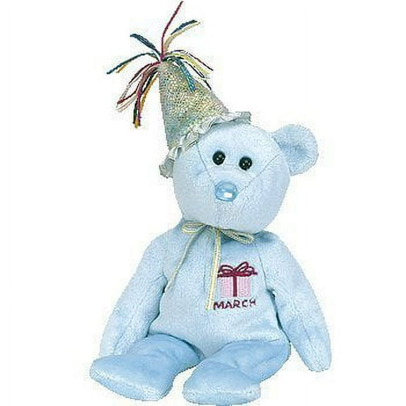 TY Beanie Baby - MARCH the Teddy Birthday Bear (With Hat) (9.5 inch)Plash