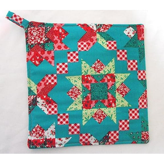 HOLIDAY PATCHWORK PIONEER FABRIC - HANDMADE POT HOLDER