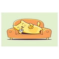 thumbnail image 4 of Cookie Ceramic Toothbrush Holder, Kitten Character Laying down on a Couch Sipping Milk, Decorative Versatile Countertop for Bathroom, 4.5" X 2.7", Cream Orange, 4 of 4