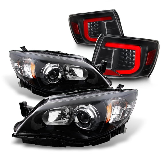 AKKON - For 08-11 Subaru Impreza| 12-14 WRX LED Light Tube Taillights Housing Projector Headlights - Black