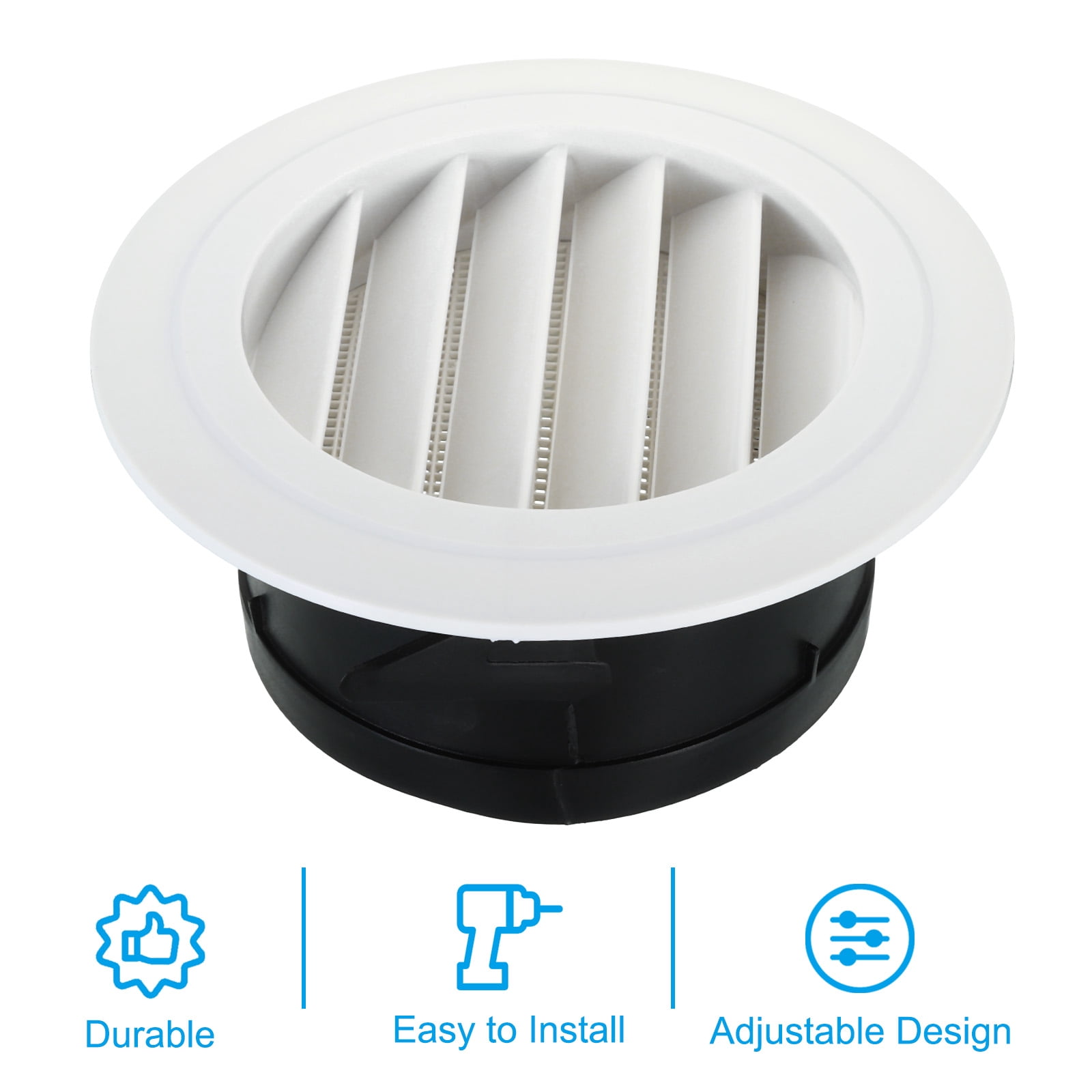 Uxcell 5 Inch Round Air Vent, Ceiling Diffuser Grill Cover ABS Louver Soffit Vent with Screen White