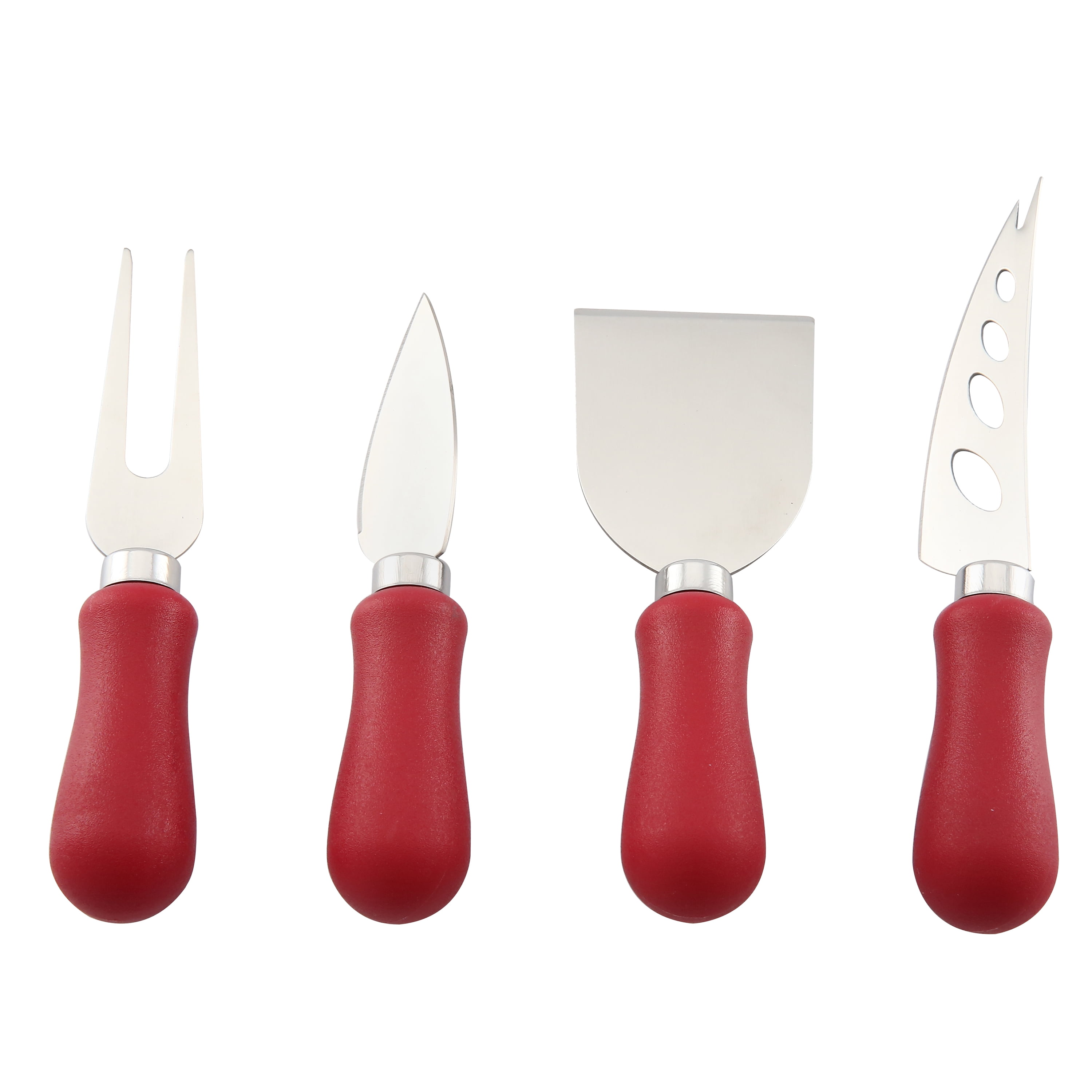 Holiday Time 4 Piece Count Cheese Knife Set in Really Red, Plastic and  Stainless Steel 