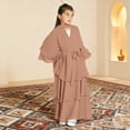 thumbnail image 2 of Otqutp Kids Abayas Dress for Girls Chiffon Layered Muslim Dresses Pleated Elegant Long Skirt Kaftan Prayer 𝗜slamic Maxi Dress, 2 of 7