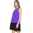 thumbnail image 2 of eloria Women's Georgette Boat Neck Pleated Sleevless Tunic Casual Midi Dress, Color : Violet | Size : S, 2 of 6