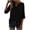 Black, variant on Kalauyu Womens 3/4 V Neck Sleeve Linen Cotton Button Down Shirts Lightweight Longline Tunic Top