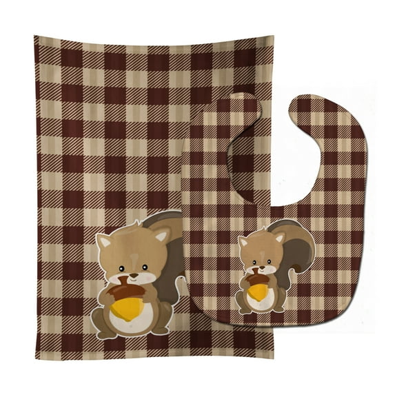 Squirrel Baby Bib and Burp Cloth