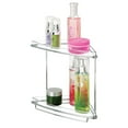 thumbnail image 3 of mDesign Steel/Plastic 2-Tier Freestanding Bathroom Corner Organizer Shelf, Clear, 3 of 5